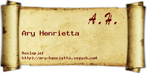 Ary Henrietta névjegykártya